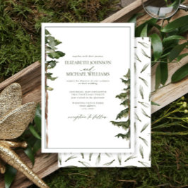 Convites Casamento de Floresta de Pinheiros Verdes Rústicos