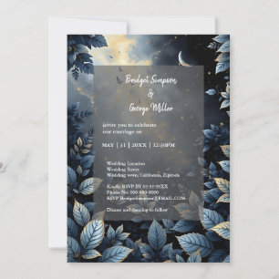Convites Casamento de Floresta Dourada e Azul da Meia-Noite