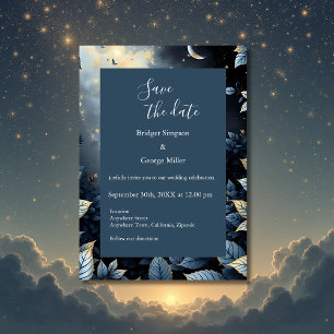 Convites Casamento de Floresta Dourada e Azul da Meia-Noite