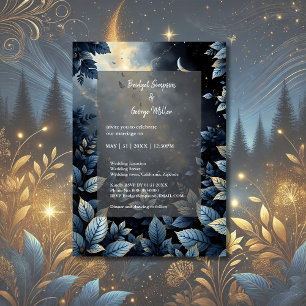 Convites Casamento de Floresta Dourada e Azul da Meia-Noite