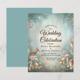 Convites Casamento de Floresta Encantada de Teal e Peach