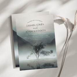 Convites Casamento de Floresta Estética de Montanha Escura 