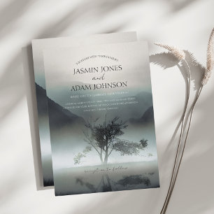Convites Casamento de Floresta Estética de Montanha Escura 