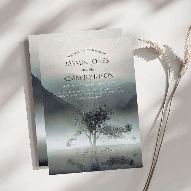 Convites Casamento de Floresta Estética de Montanha Escura  (Criador carregado)