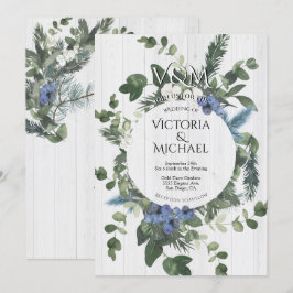 Convites Casamento de Floresta Floral e Pinheira de Madeira