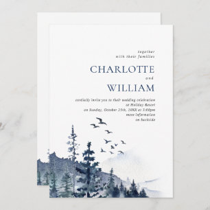 Convites Casamento de Floresta nas Montanhas Elegante de Aq