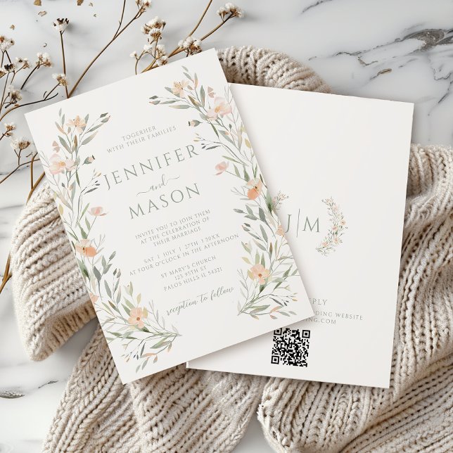 Convites Casamento de Floresta Selvagem Rosa-Rosa Elegante  (Criador carregado)