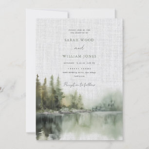 Convites Casamento de floresta verde-verde-romântica