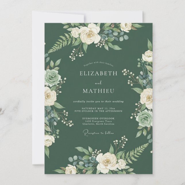 Convites Casamento de Floresta Verdejante e Sempreverde (Frente)