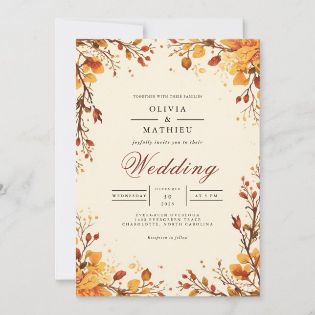 Convites Casamento de Flourish Branch Autumnal (Frente)