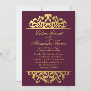Convites Casamento de Flourish Flourish Glam Gold  berinjel
