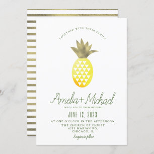 Convites Casamento de Foil Tropic Faux Pineapple Pina