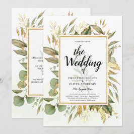 Convites Casamento de Folgas Douradas Elegante All-in-1