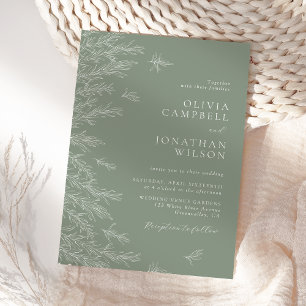 Convites Casamento de Folgas Mínimas Verdes do Modern Sage