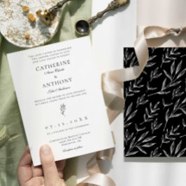 Convites Casamento de Folha Clássica Elegante Minimalista C