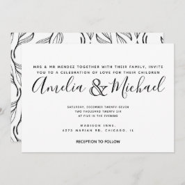 Convites Casamento De Folha De Folha Floral De Folha Branca