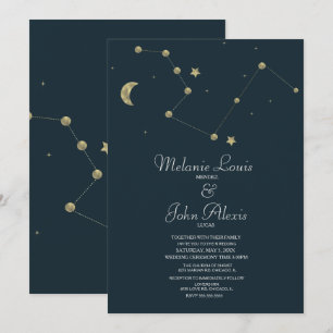Convites Casamento de Folha de Ouro da Constelação Moderna 