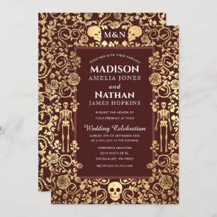 Convites Casamento de Folha de Ouro Vitoriana Elegante
