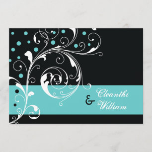 Convites Casamento de folha de rolagem floral elegante, cas