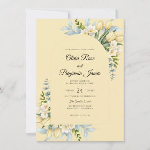 Convites Casamento de Folha de Tulipa de Creme de Manteiga