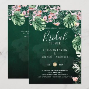 Convites Casamento de Folha Floral Rosa Verde Tropical Leah