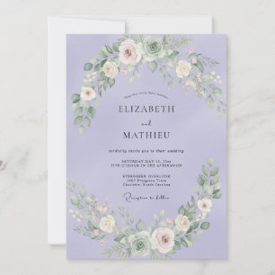 Convites Casamento de Folhagem Aquarela Azul-Pervinca