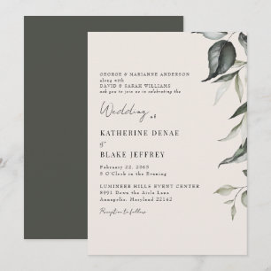 Convites Casamento de Folhagem Botânica de Champanhe