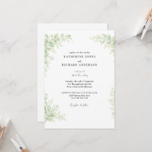 Convites Casamento de Folhagem Branca Simplesmente Elegante