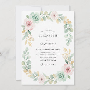 Convites Casamento de Folhagem Cinza Eucalipto Dourado Hort