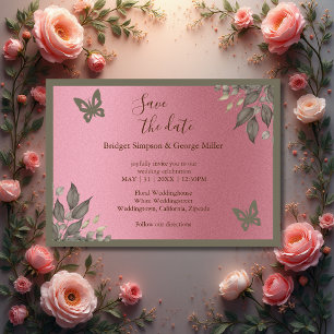 Convites casamento de folhagem cor-de-rosa-sonho seguro a d