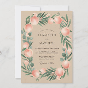 Convites Casamento de Folhagem Coral Bege Eucalipto