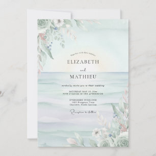 Convites Casamento de Folhagem Costeira Aqua Eucalipto