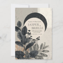 Convites Casamento de Folhagem de Abstrato Moderno