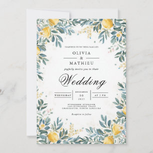 Convites Casamento de Folhagem de Citrino Dourado