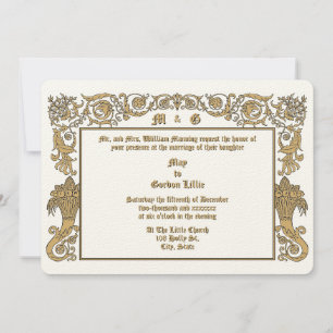 Convites Casamento de Folhagem de Cornucopias Era Vitoriana