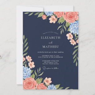 Convites Casamento de Folhagem de Eucalipto Coral Marinho