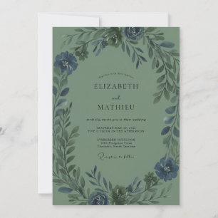 Convites Casamento de Folhagem de Eucalipto Oliva Ardósia