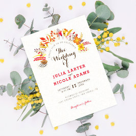 Convites Casamento de Folhagem de Flor Selvagem Roxo Orange