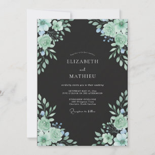 Convites Casamento de Folhagem de Hortelã Eucalipto Preto