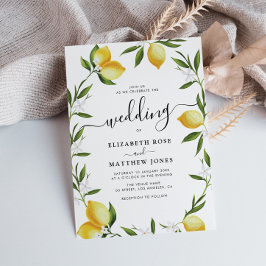Convites casamento de folhagem de limão-limão-verde-aquarel