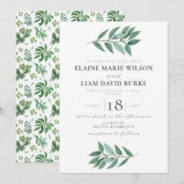 Convites Casamento de Folhagem de Watercolor
