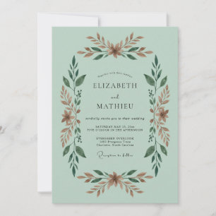 Convites Casamento de Folhagem Delicada em Verde Hortelã