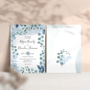 Convites Casamento de Folhagem Dusty Eucalyptus Watercolor