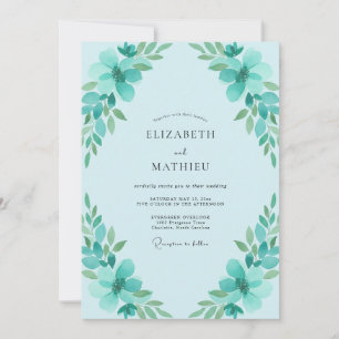Convites Casamento de Folhagem Eucalipto Aqua