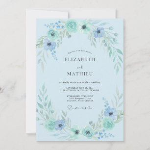 Convites Casamento de Folhagem Eucalipto Aqua Azul