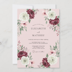 Convites Casamento de Folhagem Marrom Rosa Eucalipto