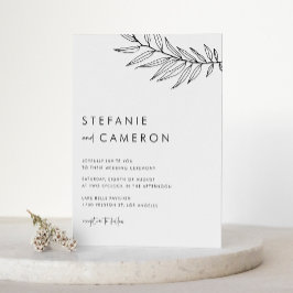 Convites Casamento de Folhagem Minimalista do Black Boho