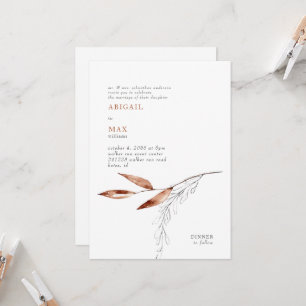 Convites Casamento de folhagem moderno branco e terracota