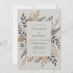 Convites Casamento de Folhagem Ornamentada em Bronze