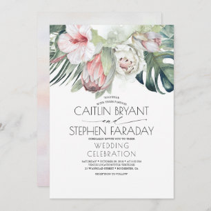 Convites Casamento de Folhagem Tropical Beach Floral Greene